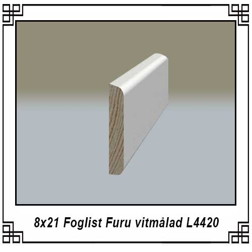 8x21 Foglist Furu vitmålad L4420