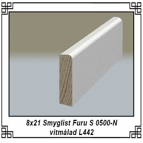 8x21 Smyglist Furu S 0500-N vitmålad L442