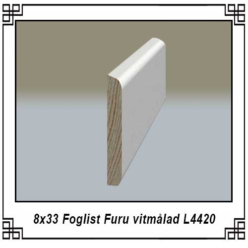 8x33 Foglist Furu vitmålad L4420