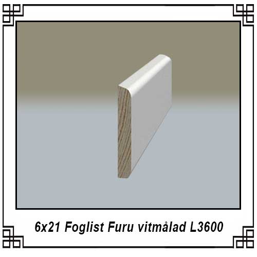 6x21 Foglist Furu vitmålad L3600